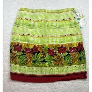 VTG Studio G Skirt Womens 12 Silk Floral Bohemian Colorful Tropical Resort
